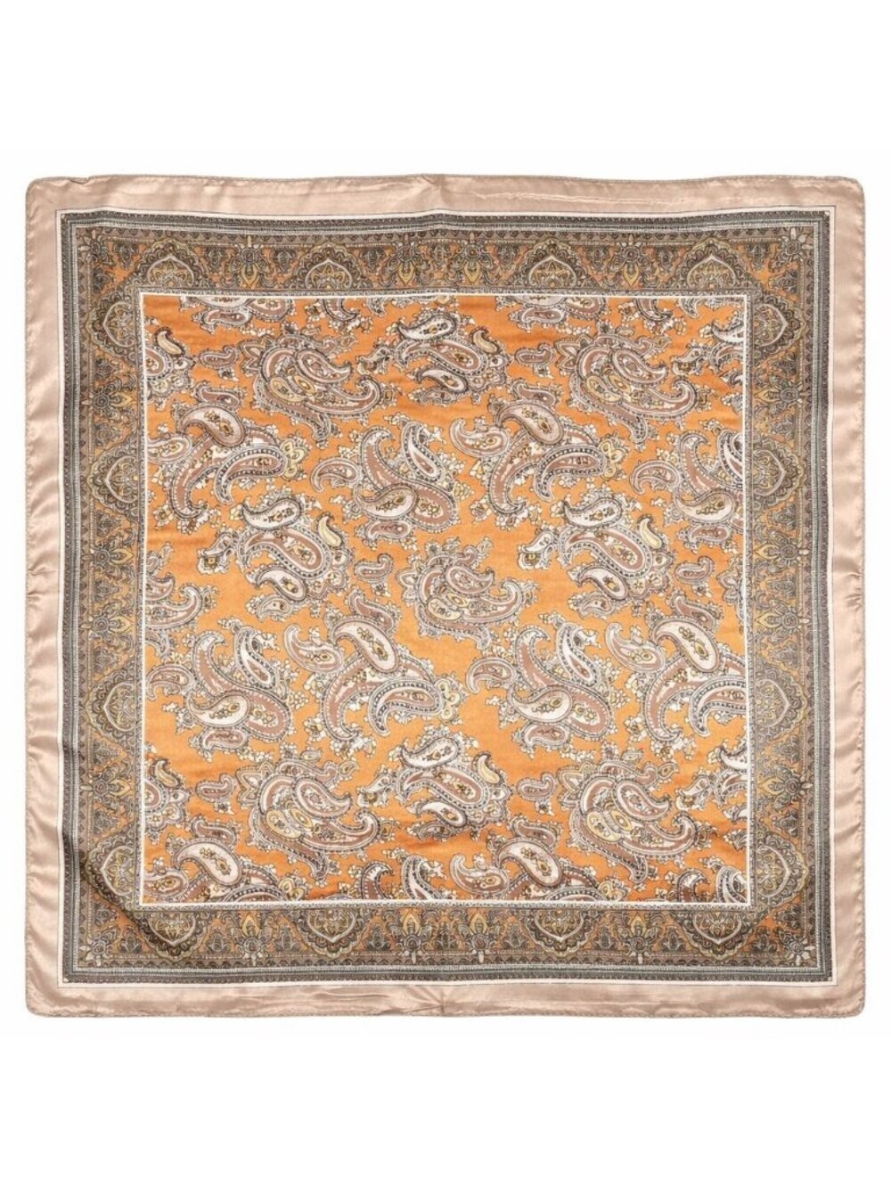 Gold Black Paisley Scarf Western Wild Rag Boho Chic Square Lightweight Retro Sty